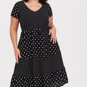MIDI CHALLIS TIERED SKATER DRESS